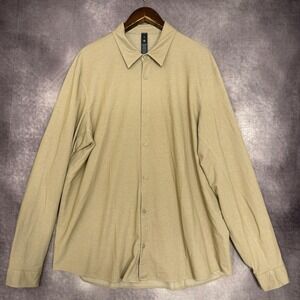 Lululemon Shirt Men's 2XL Beige Long Sleeve Button Front Stretch‎ Casual